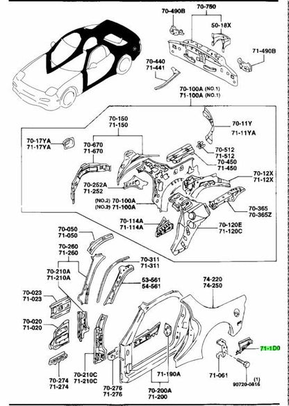 OEM MAZDA FLOOR REINFORCEMENT LH RX-7 FD3S FD01-71-1D00