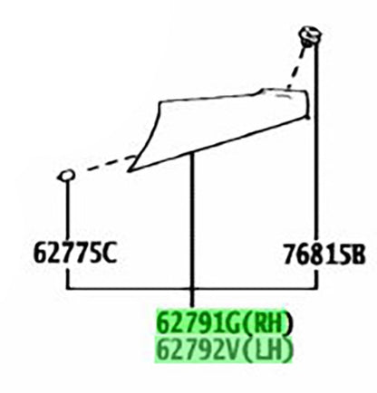 OEM Genuine Toyota Quarter Window Upper Moulding RH LH 62791-11010 62792-110101