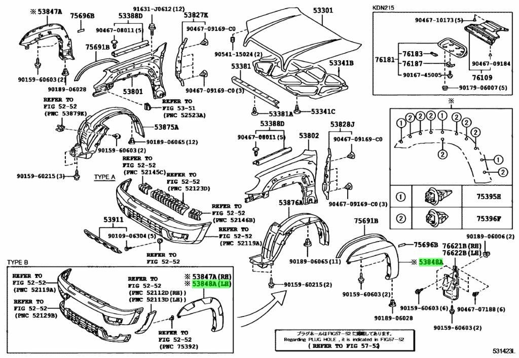 Genuine Toyota Front Wheel Arch Molding Extension LH 53848-35100-B01