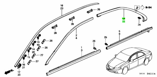 OEM Rear MOLDING ASSY DOOR SASH R&L SET Honda Accord ABA-CL8 72961/72921-SEA-003