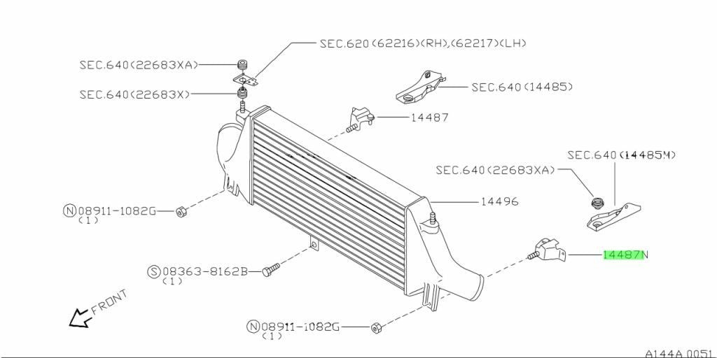 OEM Genuine Nissan Skyline GT-R R32 BNR32 Intercooler Bracket LH 14481-05U05 NEW1