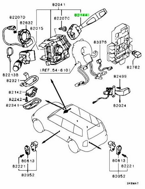 Genuine Mitsubishi Lancer Evo CT9A Turn Signal Switch 8614A0061