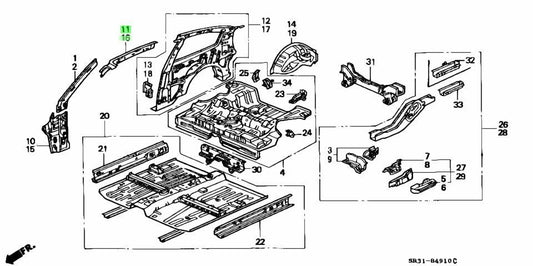 OEM Honda Civic EG 92-95 Roof Side Rail R/L Set 64211-SR3-300ZZ 64611-SR3-300ZZ0
