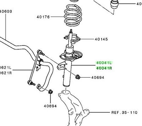 Genuine Mitsubishi FR Suspension Strut Assembly L&R Set OEM 54303W/54302W-150P1