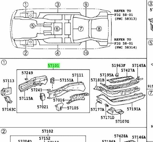 Genuine TOYOTA Lexus RX270/350/450H Front SideMember Sub-Assembly RH 57027-489051