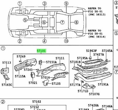 Genuine TOYOTA Lexus RX270/350/450H Front SideMember Sub-Assembly RH 57027-489051