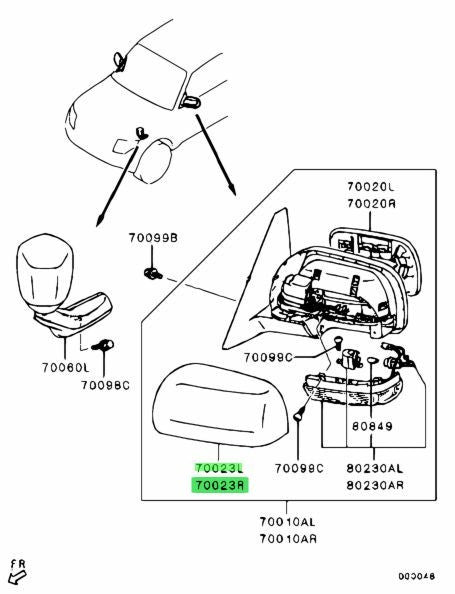OEM Mitsubishi Pajero Montero COVER,DOOR MIRROR,OTR L&R 7632A261WA 7632A262WA1