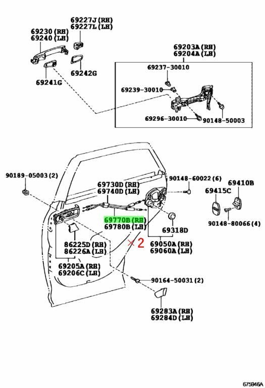 OEM Genuine TOYOTA LEXUS Rear Door Inside Locking Cable Assy RH LH 69770-48060×20