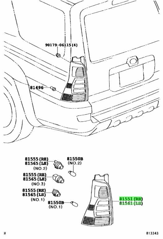 Genuine Toyota 4Runner 03-05 Tail Lamp Lens RH LH Set 81551-35310 81561-352701
