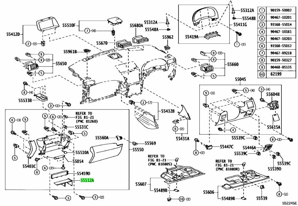 Genuine TOYOTA Lexus RX270/350/450H GloveCompartmentPlate 55512-48030 55512480301