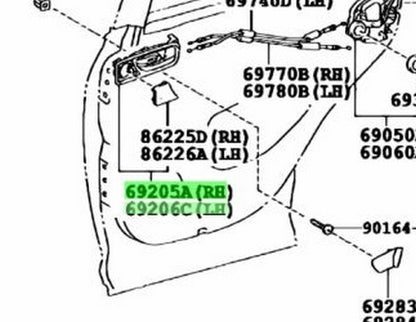 LEXUS RX270/350/450H Rear Door Inside Handle Black 67607-48010-C0 67608-48010-C01