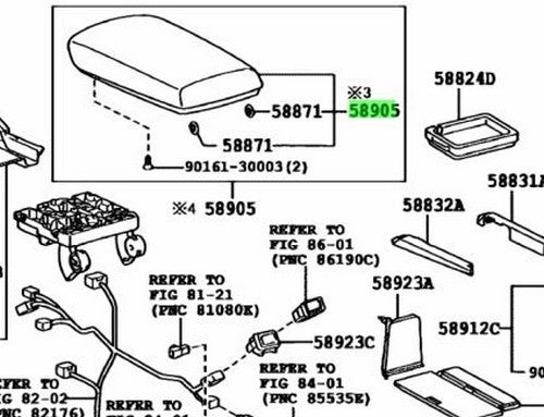 LEXUS RX270/350/450H Console Compartment Door Version.L BlackGray 58905-48070-C21
