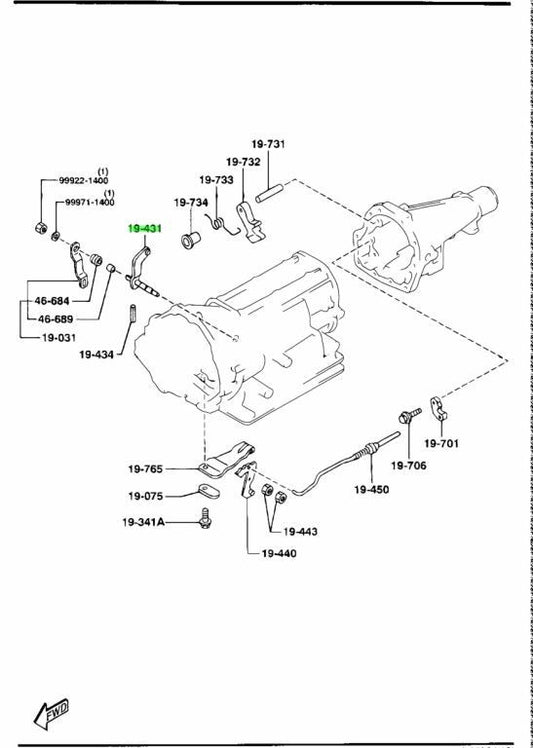 OEM Mazda RX-7 FD3S Automatic Transmission Manual Shaft BV11-19-4310