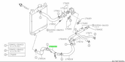 17860-63B01-000 Suzuki Pipe,water intake no.2 1786063B01000, New Genuine OEM Par1