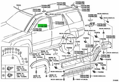 Genuine Toyota 4Runner FR Door Sash Molding RH LH Set 75755-35010 75756-350101
