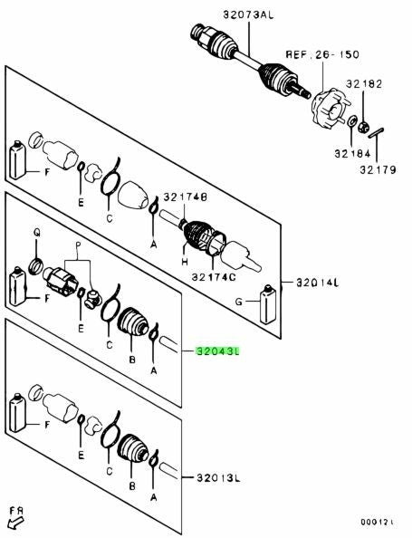 OEM Genuine Mitsubishi Lancer Evolution CZ4A JOINT KIT,FR AXLE SHAFT 3817A1541