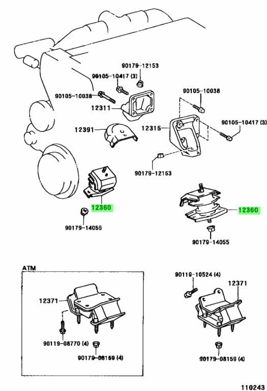 TOYOTA Genuine SOARER LEXUS SC300 SC400 1JZ-GTE 2JZ-GTE Engine Mount x2 Set OEM