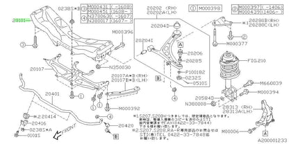 Genuine Subaru Front Suspension Cross Member Assembly Subframe OEM 20101VA0001