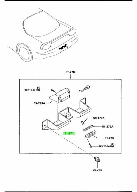 OEM MAZDA LICENSE LAMP BRACKET RX-7 FD3S FD01-51-261A0