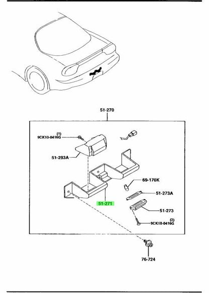 OEM MAZDA LICENSE LAMP BRACKET RX-7 FD3S FD01-51-261A0