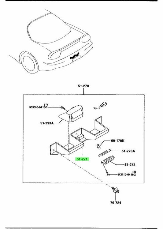 OEM MAZDA LICENSE LAMP BRACKET RX-7 FD3S FD01-51-261A0
