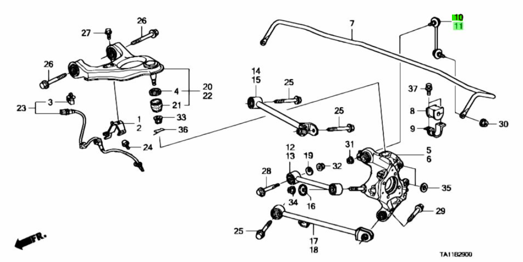 OEM Rear LINK COMP., STABILIZER R&L SET Honda Accord DBA-CU2 52325/52320-TA0-A01