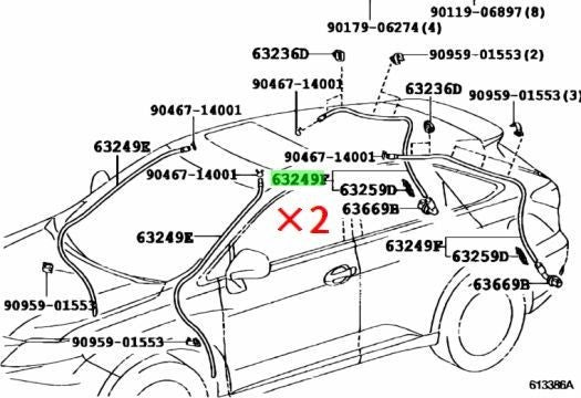 OEM TOYOTA LEXUS RX270/350/450H MoonRoof Sliding Roof DrainHose 2PCS 63257-480201