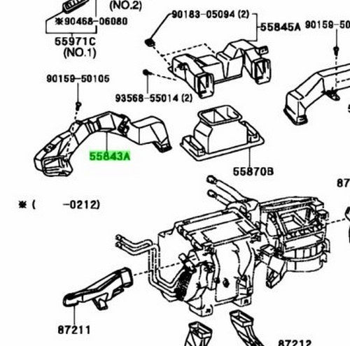 55843-60100 Toyota Duct, heater to register, no.1 5584360100, New Genuine OEM Pa