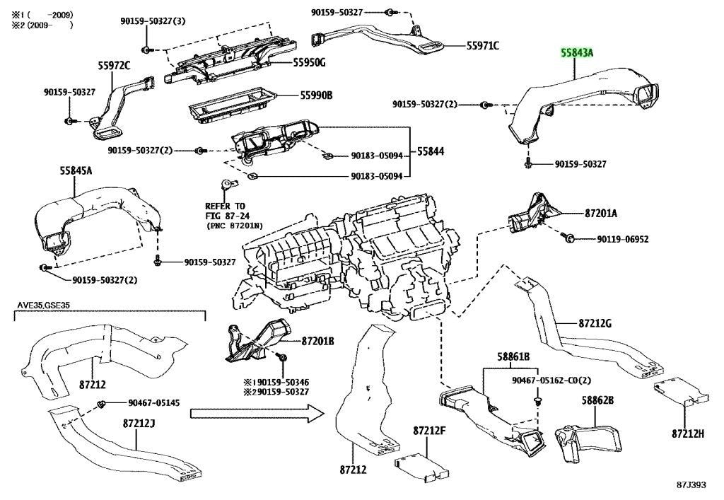 OEM Genuine TOYOTA Lexus Heater To Register Duct No.3 55843-53080 55843530800