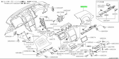 Genuine Nissan Fairlady Z Z33 RHD Driver Upper Dash Panel 68107-CD40A OEM0