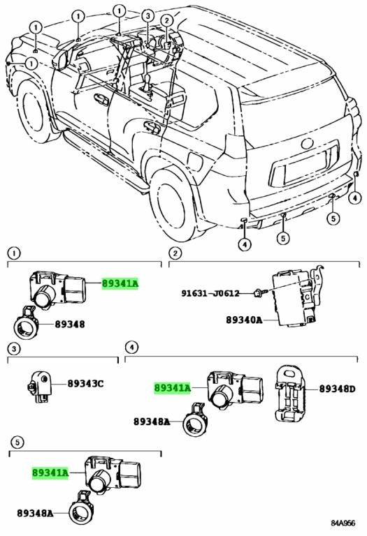 Genuine Toyota Land Cruiser Prado 150 Rear Parking Sensor 202 89341-33210-C11