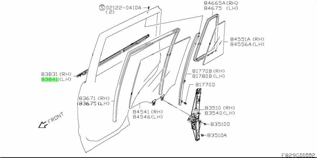83841-65J00-000 Suzuki Weatherstrip,rr dr out,l 8384165J00000, New Genuine OEM P1