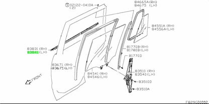 83841-65J00-000 Suzuki Weatherstrip,rr dr out,l 8384165J00000, New Genuine OEM P1