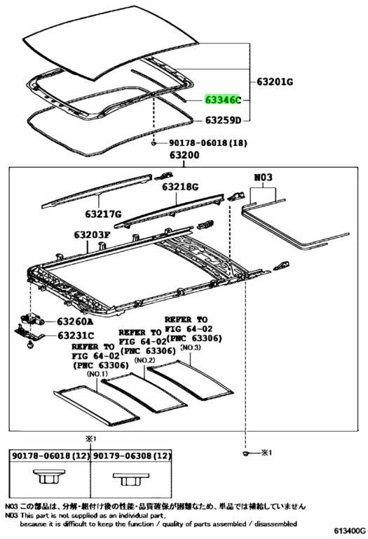 TOYOTA LEXUS RX270/350/450H Panoramic RoofSunshadeTrimProtector No.6 63346-480100