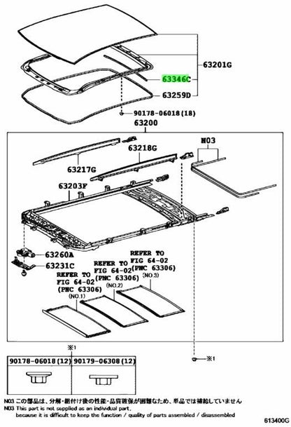 TOYOTA LEXUS RX270/350/450H Panoramic RoofSunshadeTrimProtector No.6 63346-480100