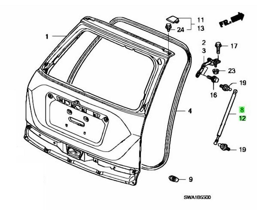 OEM STAY ASSY TAILGATE OPEN R＆L SET Genuine Honda CR-V 74820/74870-SWA-A01