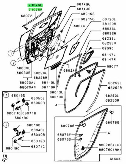NEW Genuine Mitsubishi RR Door Window Belt Line Molding L＆R Set MN117/615-6161