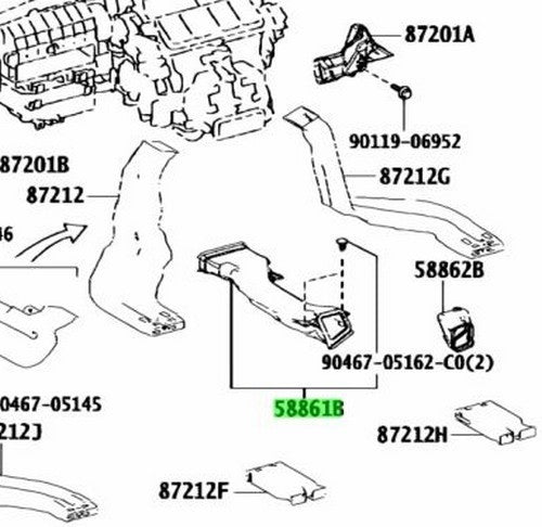 OEM Genuine TOYOTA Lexus IS 300H Console Box Duct No.1 58861-53050 58861530501