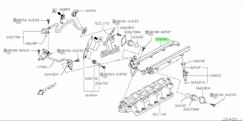 Genuine Nissan 350Z Z33 VQ35HR Fuel Rail Pipe Assembly 17521-JK20C OEM0