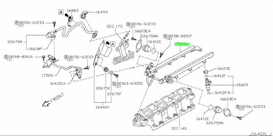 Genuine Nissan 350Z Z33 VQ35HR Fuel Rail Pipe Assembly 17521-JK20C OEM0