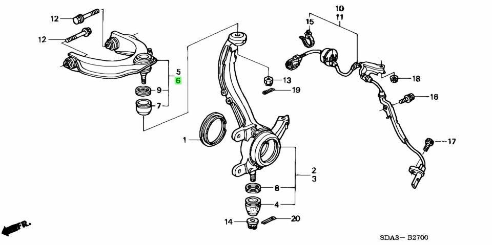 OEM ARM COMP., L. FR. UPPER Honda Accord ABA-CL7/CL8/CL9 51460-SDA-A01