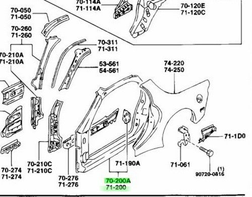 OEM MAZDA OUTER SIDE FRAME RH/LH SET RX-7 FD3S FDY1-70-200 FDY1-71-2001