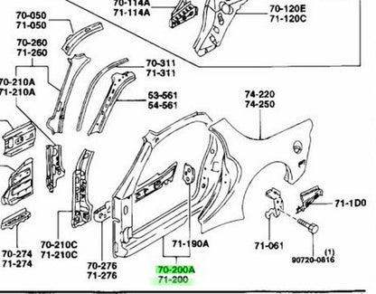 OEM MAZDA OUTER SIDE FRAME RH/LH SET RX-7 FD3S FDY1-70-200 FDY1-71-2001