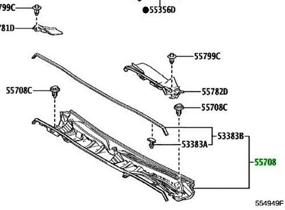New Genuine Toyota Cowl Top Ventilator Louver 55708-60280 OEM1