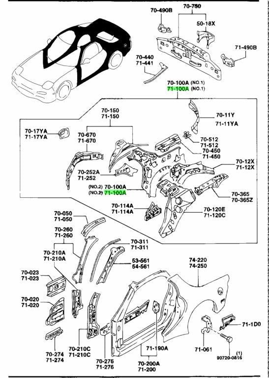 OEM MAZDA REAR PILLAR PANEL LH RX-7 FD3S FDY1-71-110A0