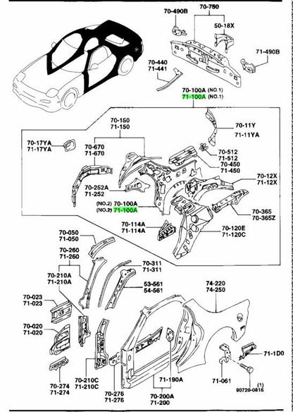OEM MAZDA REAR PILLAR PANEL LH RX-7 FD3S FDY1-71-110A0