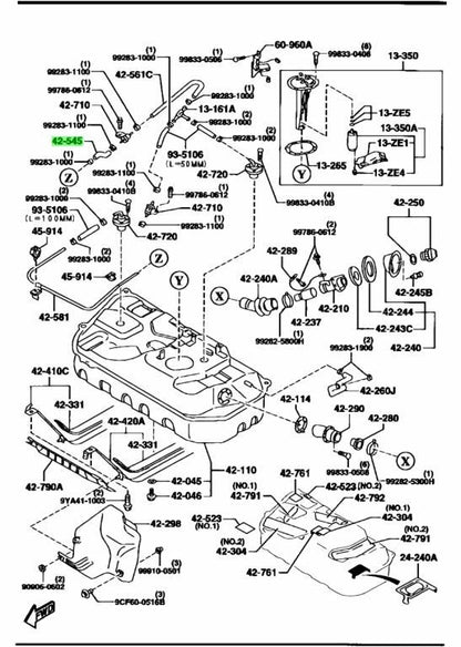 OEM MAZDA FUEL HOSE RX-7 FD3S FD01-42-5450