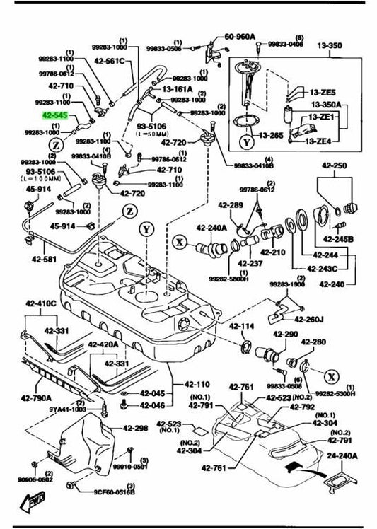 OEM MAZDA FUEL HOSE RX-7 FD3S FD01-42-5450