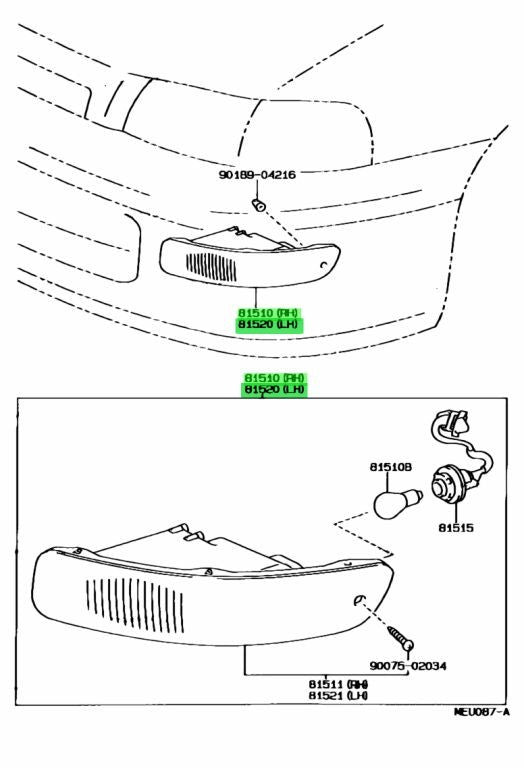 Genuine Toyota Carina AT190 AT191 AT192 ST190 ST195 Front Turn Signal Lamp Set1