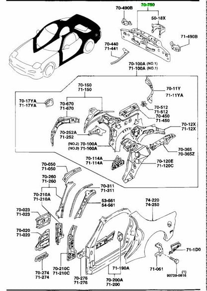 OEM MAZDA REAR END PANEL RX-7 FD3S F100-70-750C0